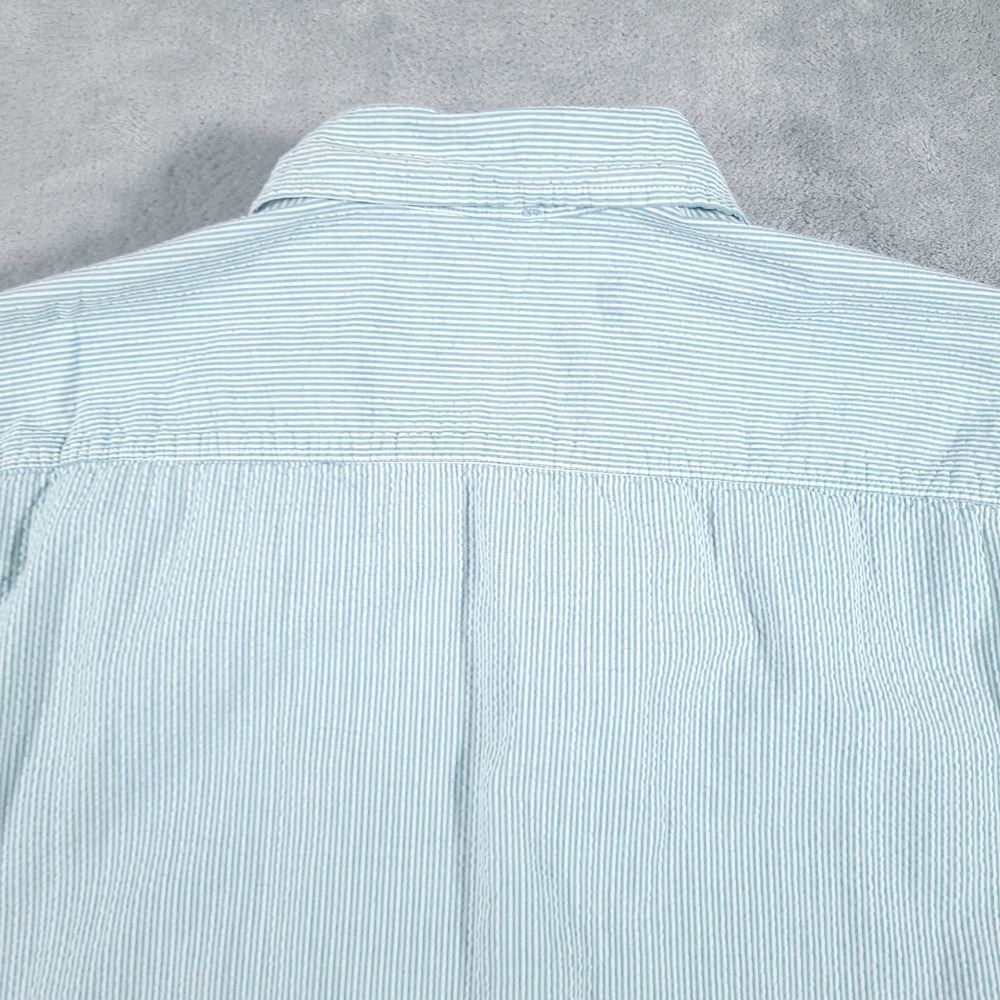 Eddie Bauer Shirt Mens 2XL Green Seersucker Short Sleeve Button Up Classic Fit - Picture 10 of 10